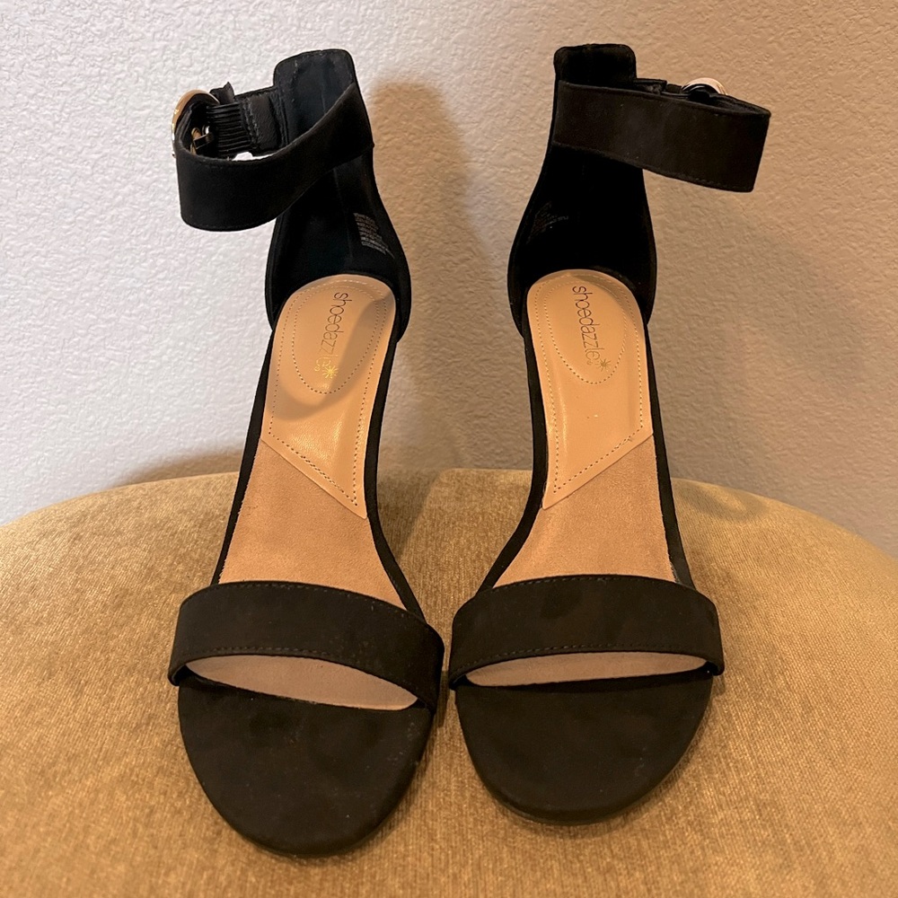 Shoedazzle Black Suede Wedges - Picture 2 of 5